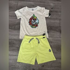 Volcom Graphic Tee and Neon Shorts Set